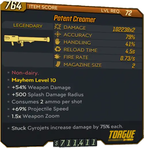 Creamer • BL3 Legendary Launcher Lootlemon